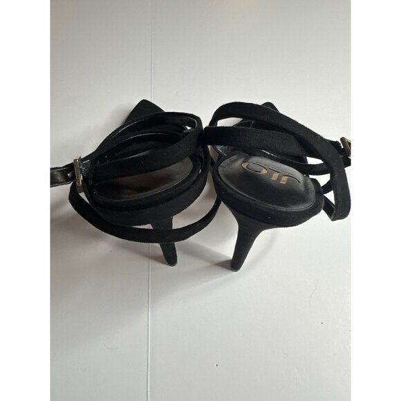 Jlo Jennifer Lopez Womens Black Strappy Stiletto Heels 7.5M With Buckle Strap - Picture 4 of 6